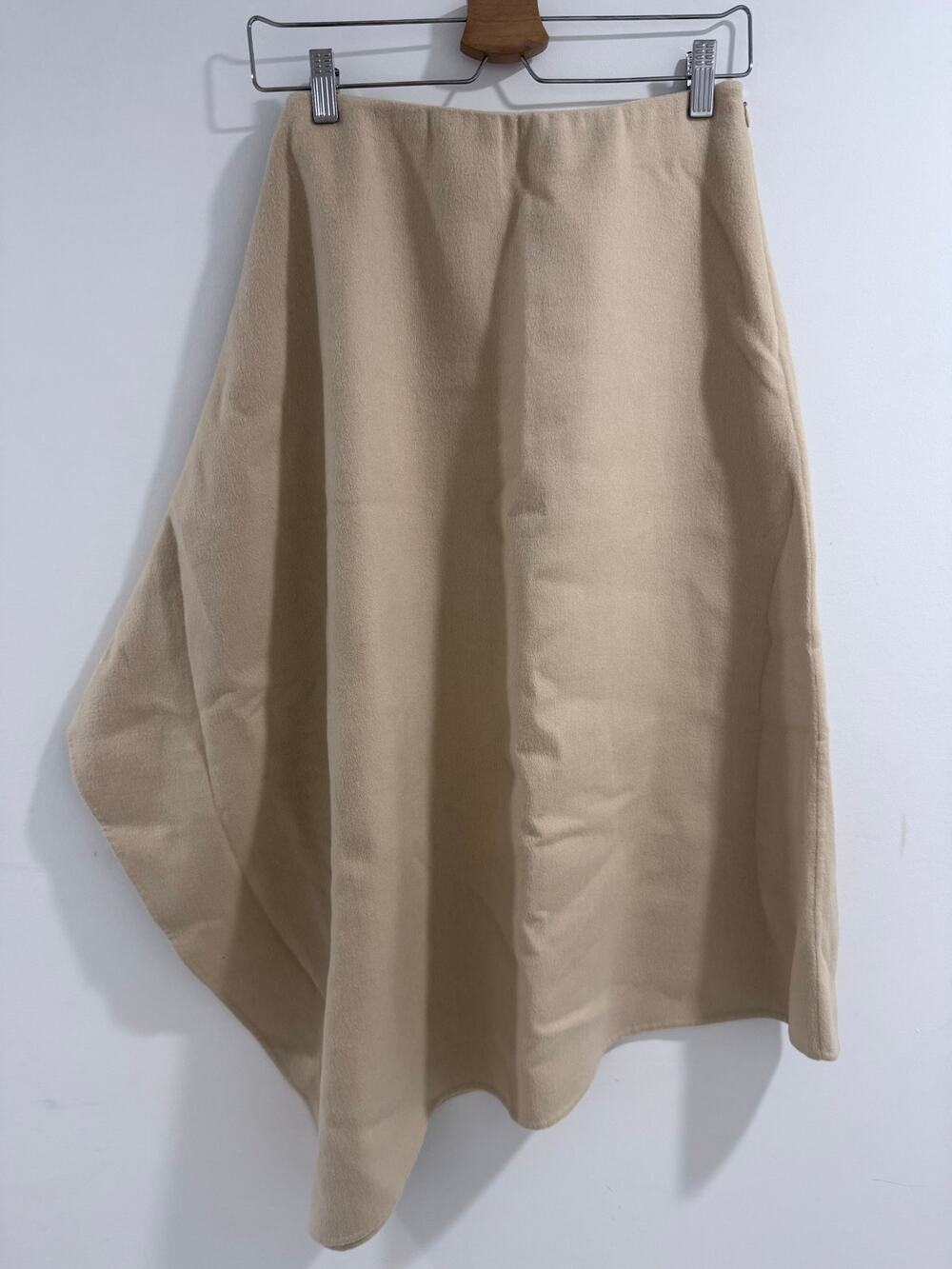BANANA REPUBLIC asymmetrical wool blend beige tan midi capsule neutral skirt